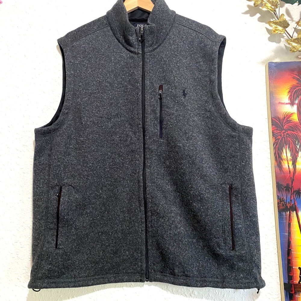 Polo Ralph Lauren Performance Vest Mens XXL Gray Full Zip Fleece Lined golf warm